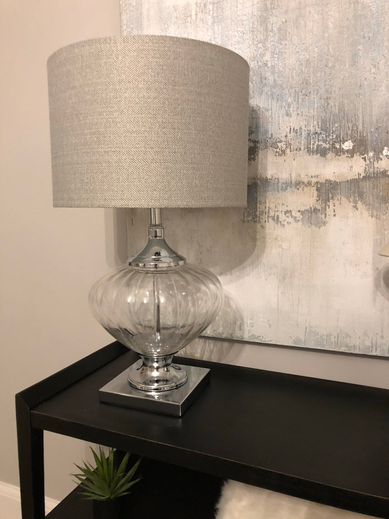 Bulbous Verona glass chunky lamp with shade