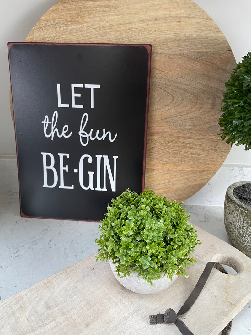 Let the fun be-gin metal sign