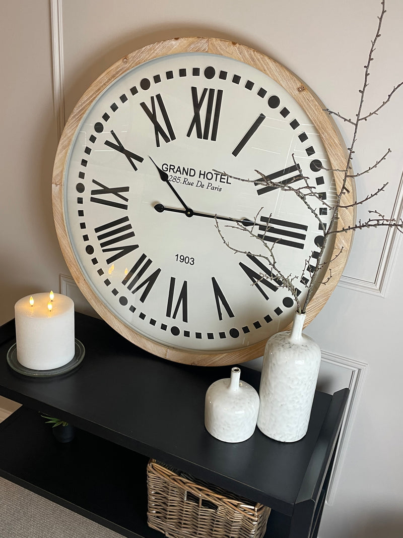 Grand hotel huge wooden clock