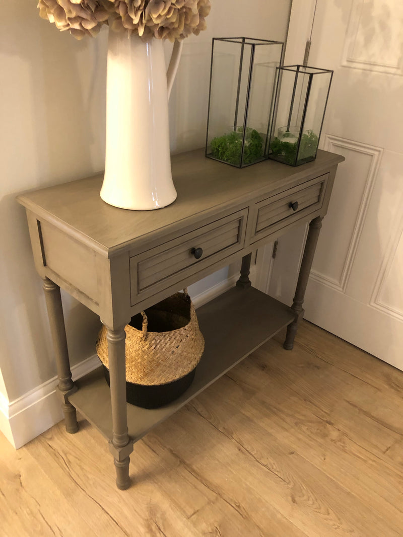 Taupe two drawer console