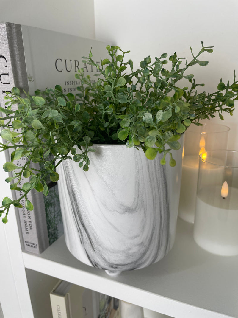 Large Chunky marble plant pot on feet