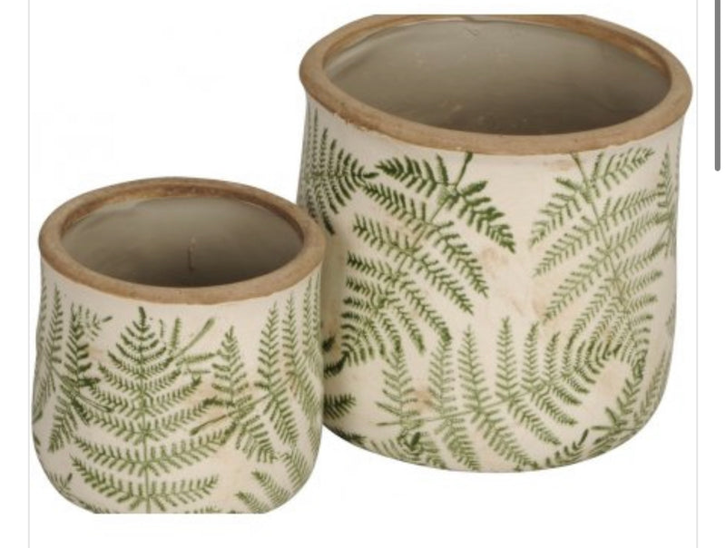 Ceramic Rustic Fern Detail Plant Pot