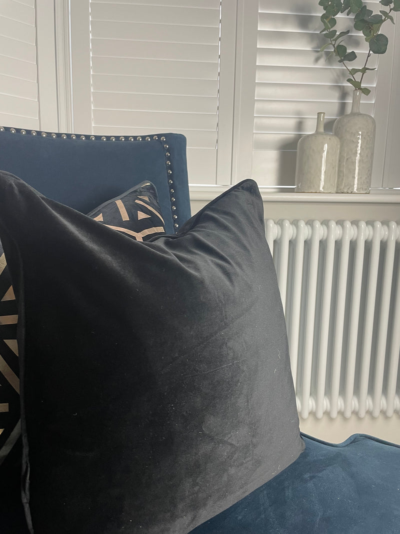 Black luxe luxury velvet cushion 45cm