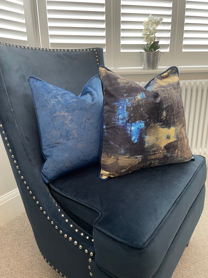Navy and gold piped luxe Twilight cushion