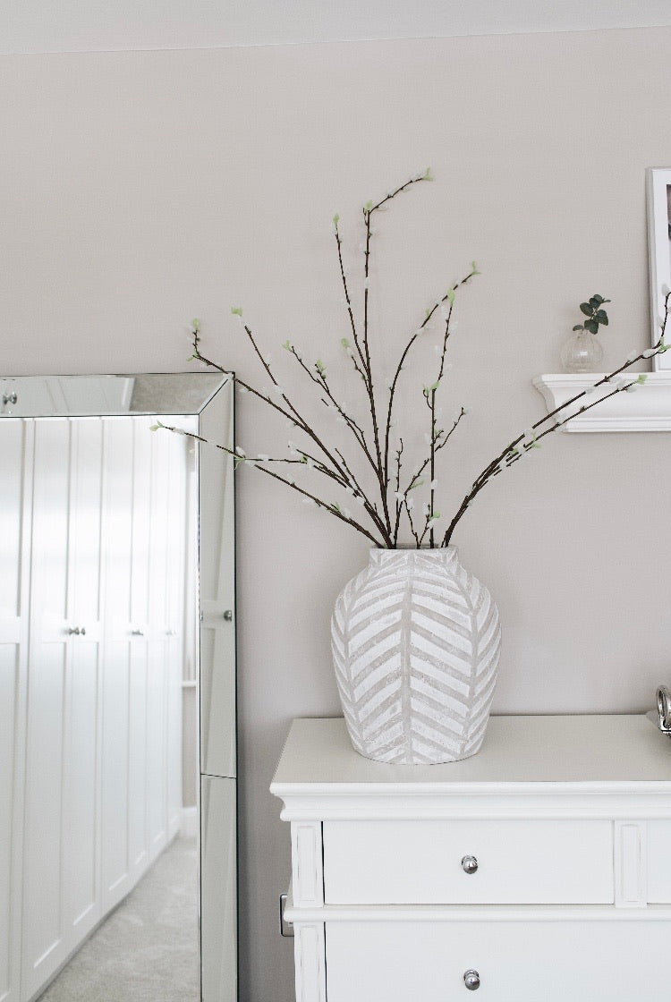 Bloomville large chevron stone rustic vase