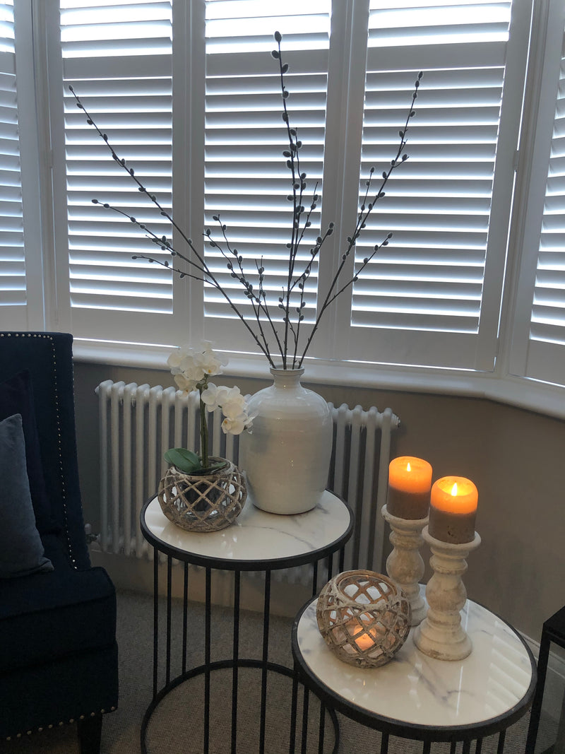 Medium squat lattice candle holder