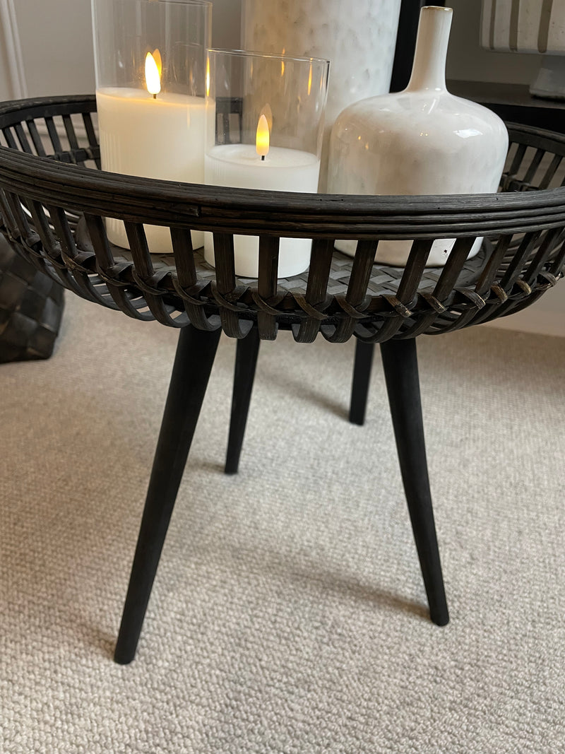 Medium bamboo round side table