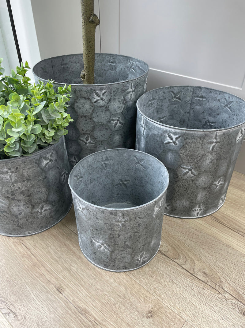 Zinc metal bee print metal planter