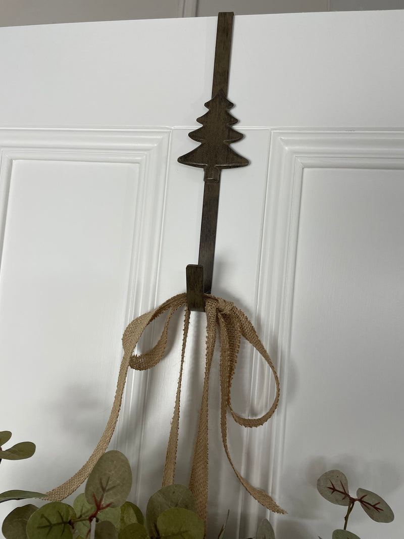 Iron Christmas tree stag reindeer star wreath door hanger hook 3 styles