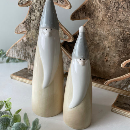 Medium tall Santa Gonk in beige and grey