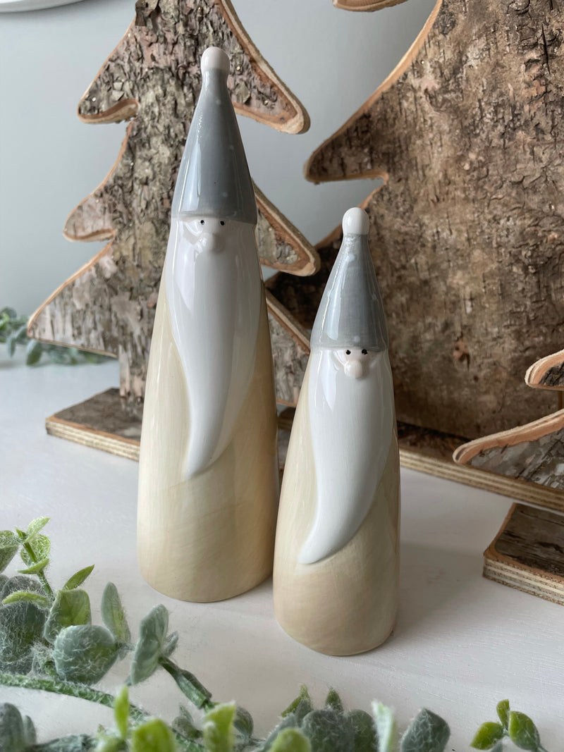 Medium tall Santa Gonk in beige and grey