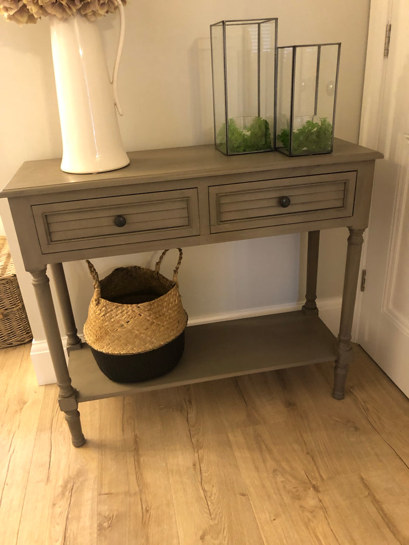 Taupe two drawer console