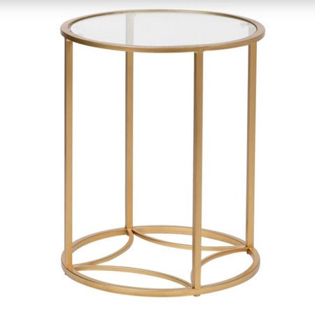Gold glass round side table