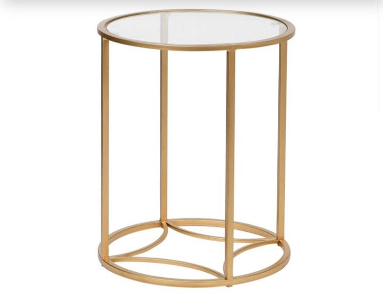 Gold glass round side table