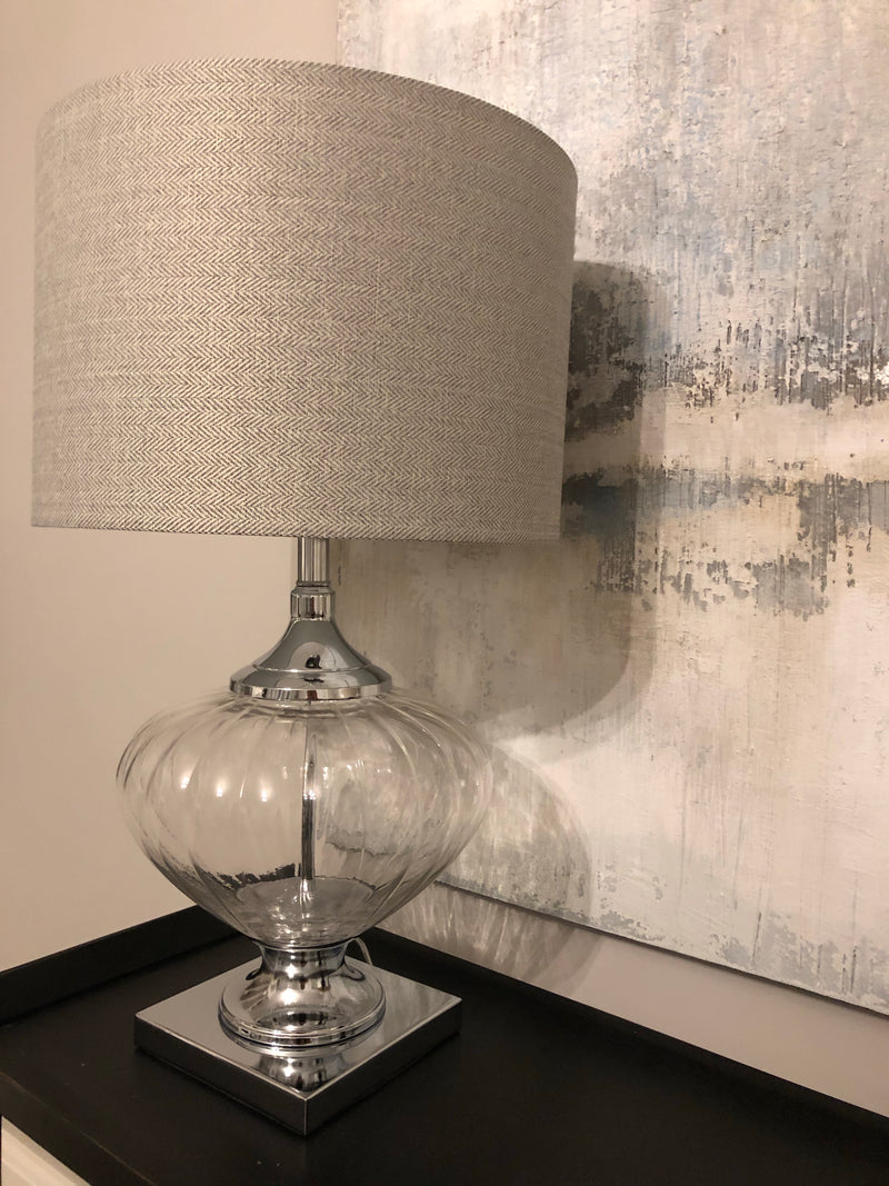 Bulbous Verona glass chunky lamp with shade