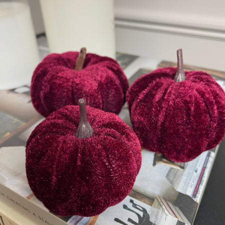 Set of 3 Rich red Halloween pumpkins