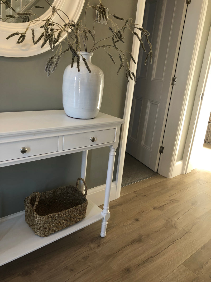 White large long 3 drawer console table
