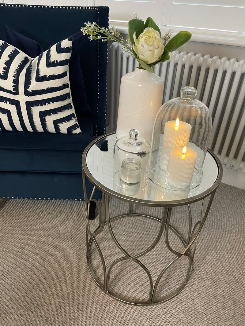 Large Off White Ribbed Real Wax LED Candle With Timer 3 sizes