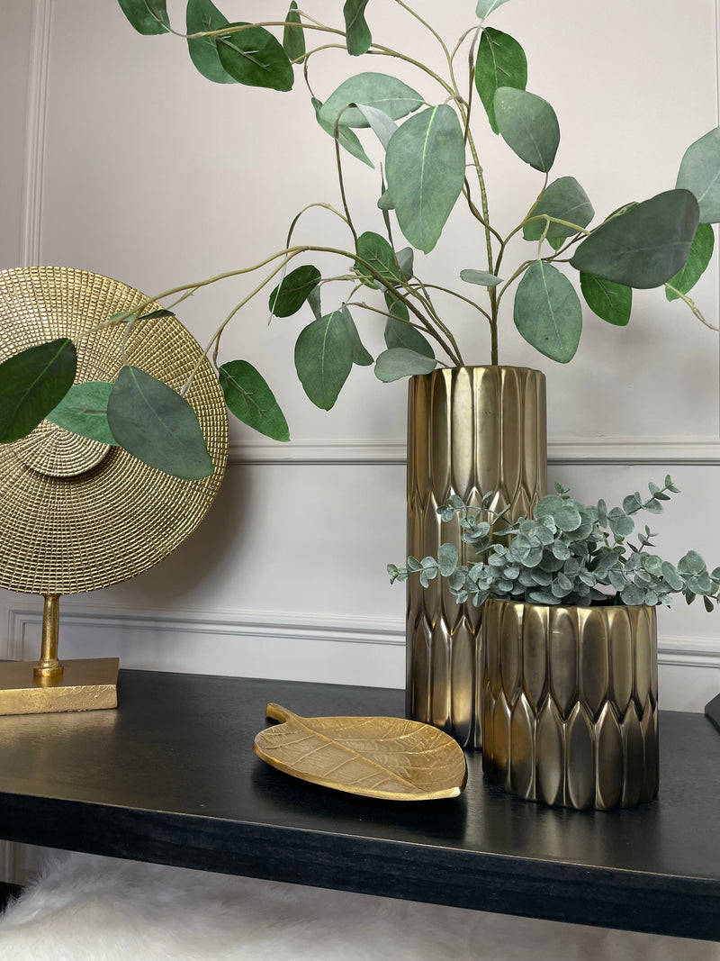 Gold textured ceramic vase