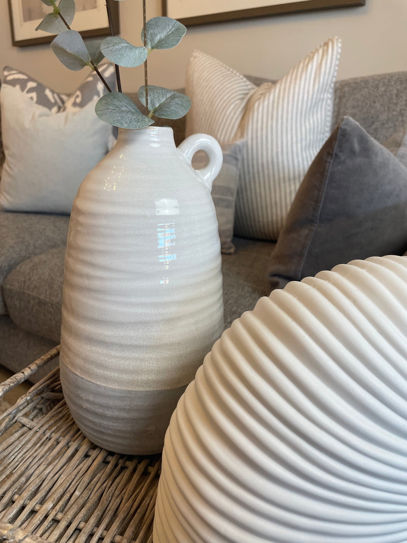 Grey and White Crackle Effect bottle jug vase