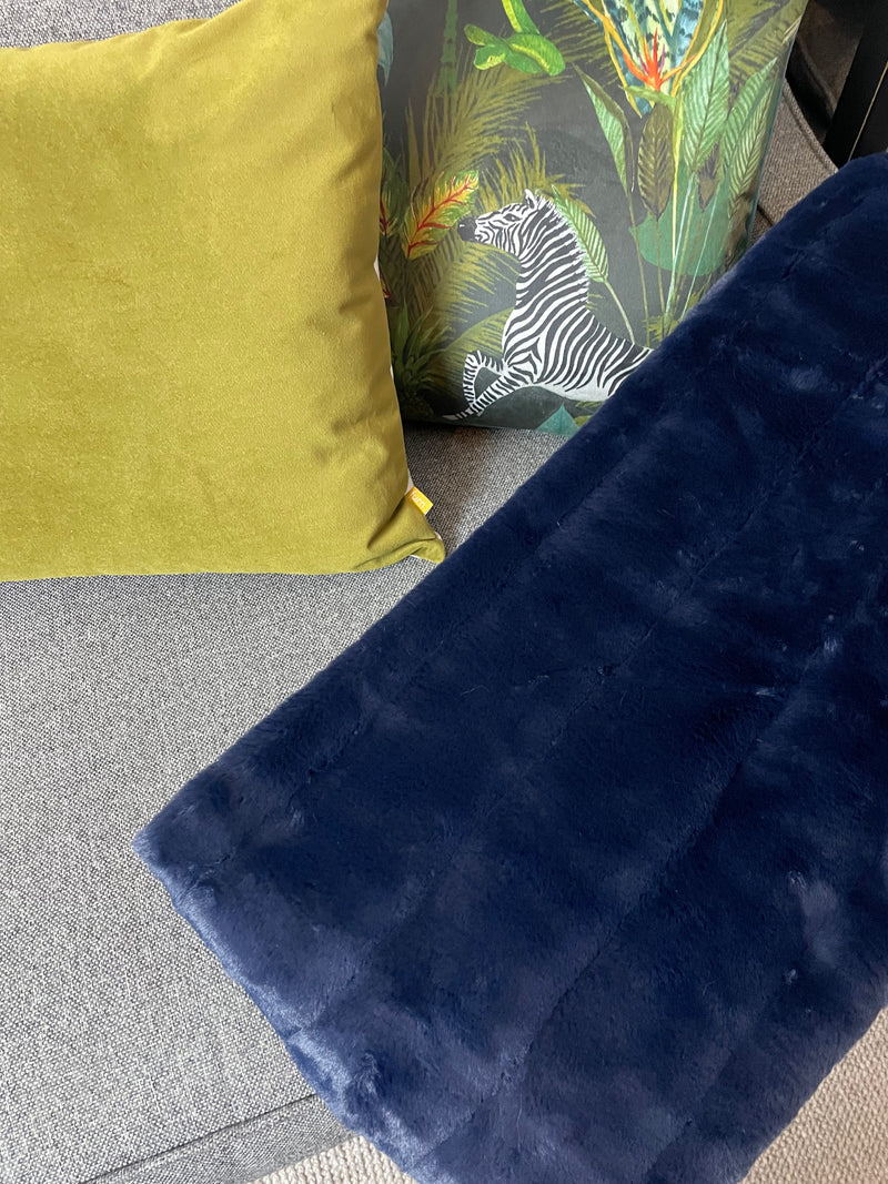 Navy ribbed faux fur Empress throw