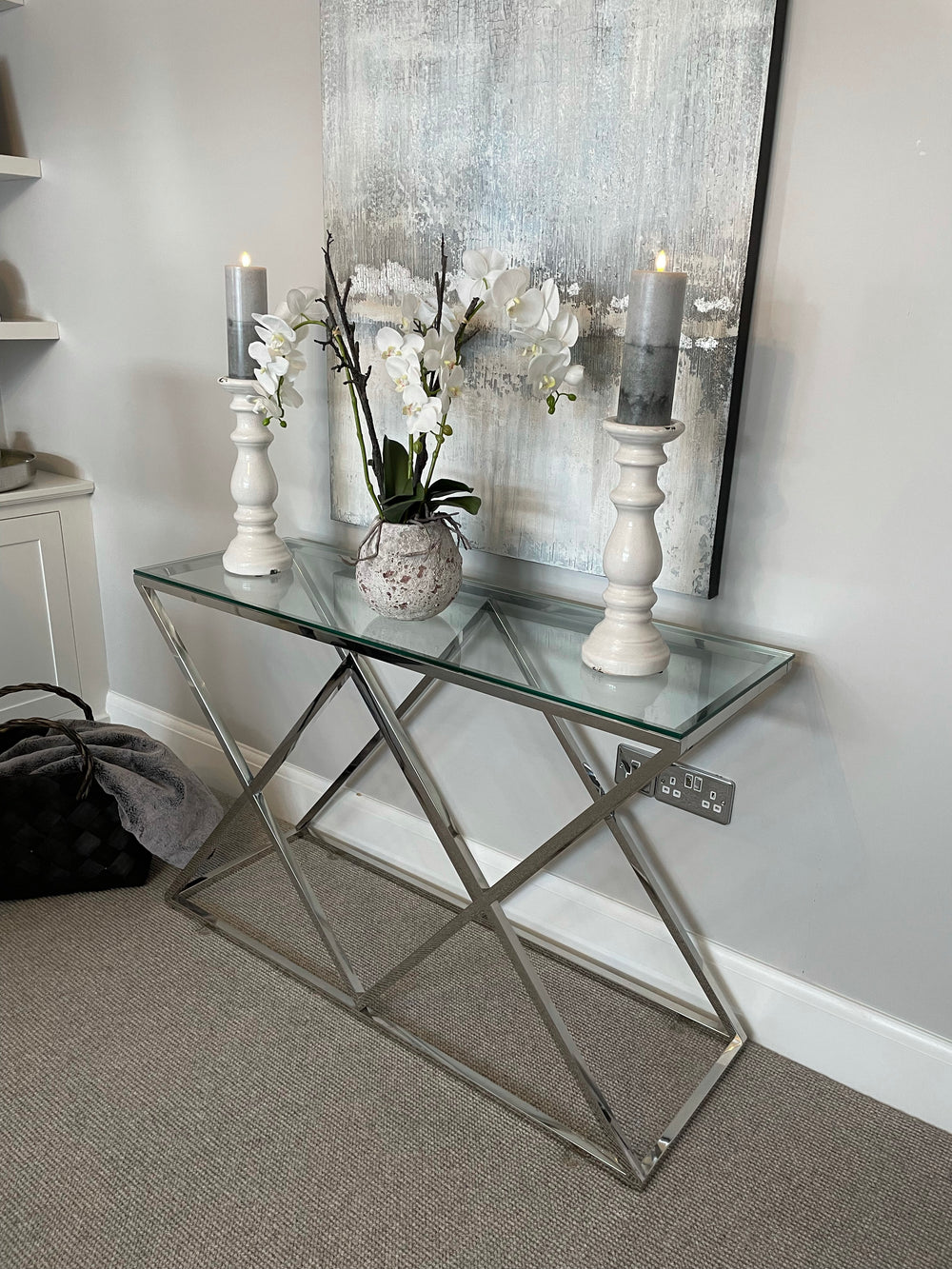 Abode glass console table deals