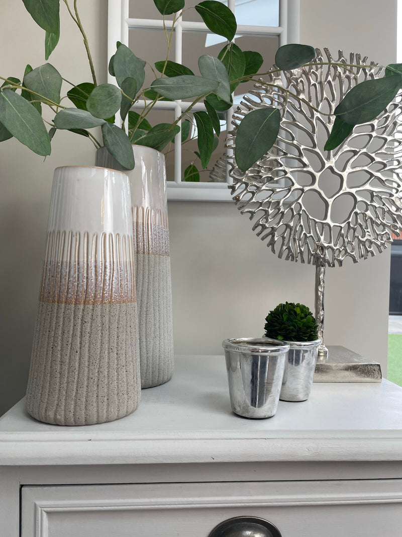 Natural grey sandstone two tone ombré vase