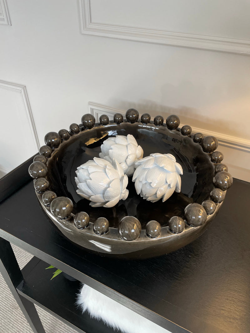 Black chunky ceramic bobble bowl