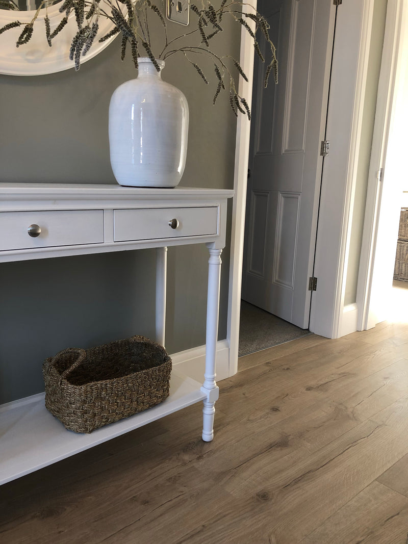 White large long 3 drawer console table
