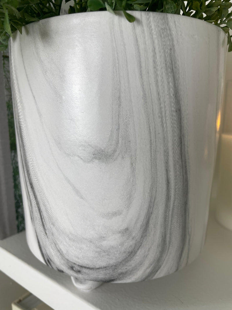 Large Chunky marble plant pot on feet