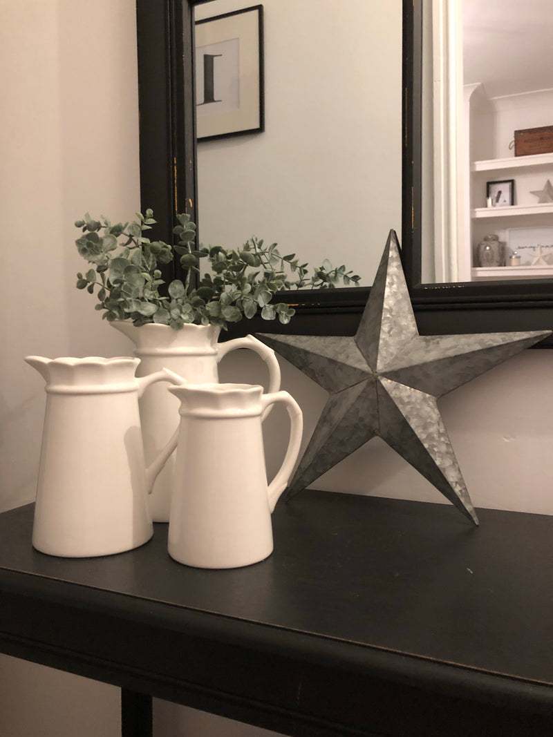 White Porcelain ceramic Jug scallop top 3 sizes