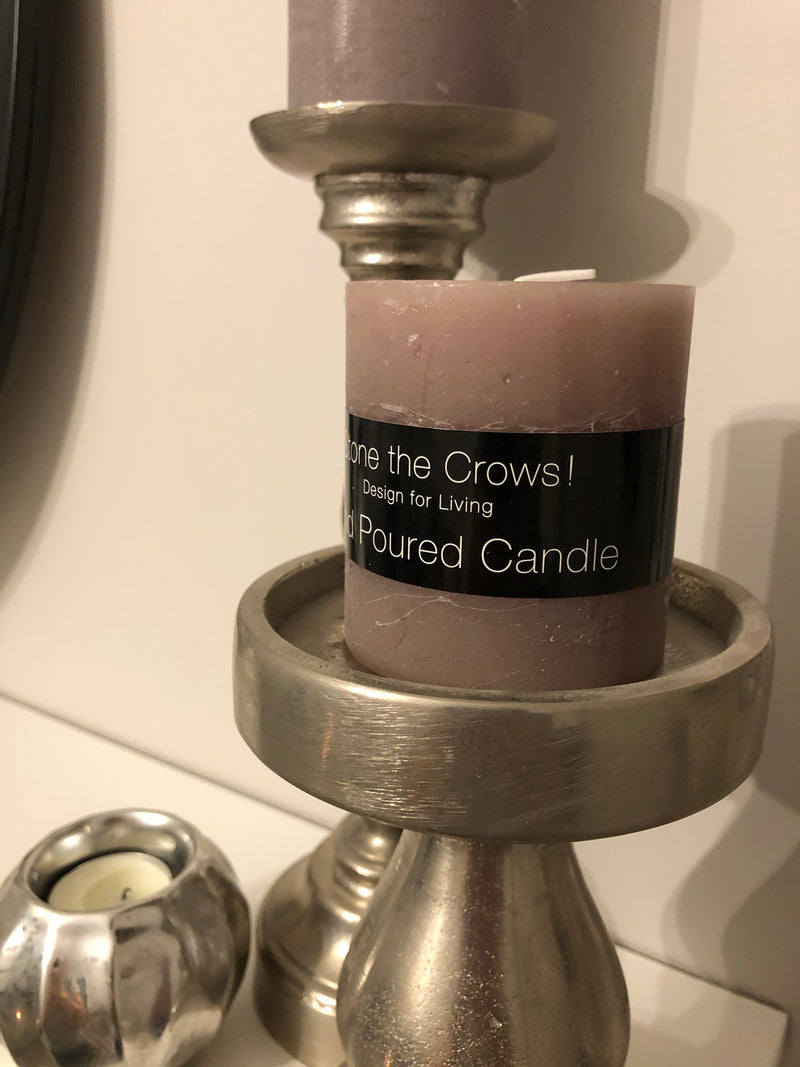 Taupe Hand poured pillar candle