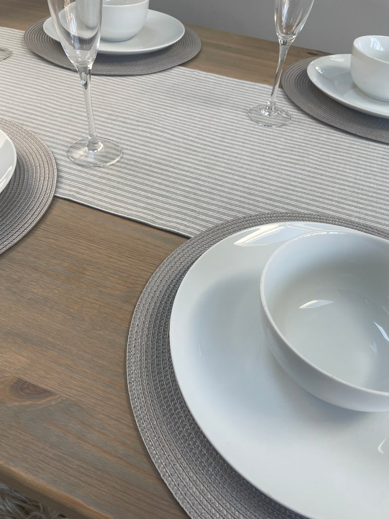 Ribbed round placemat dove grey set of 4