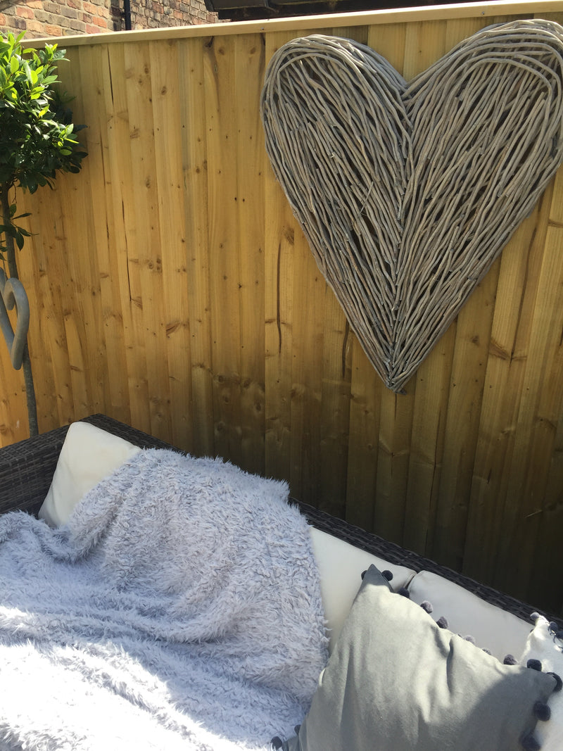 Large Grey Wash Wicker woven twig Heart