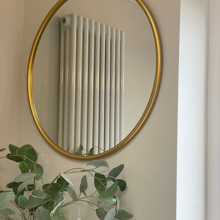 Gold round rim mirror 50cm