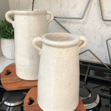 Ravello crackle glaze vase pot jar large