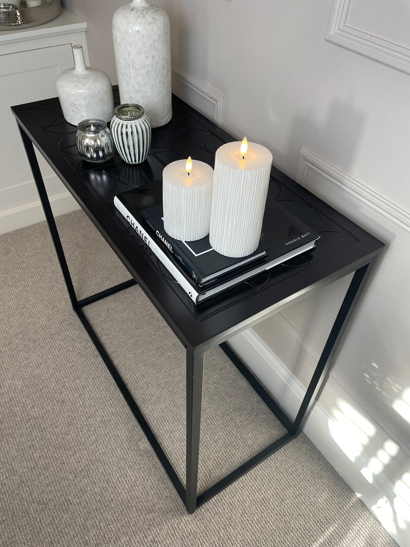 Black Metal Embossed Console Table