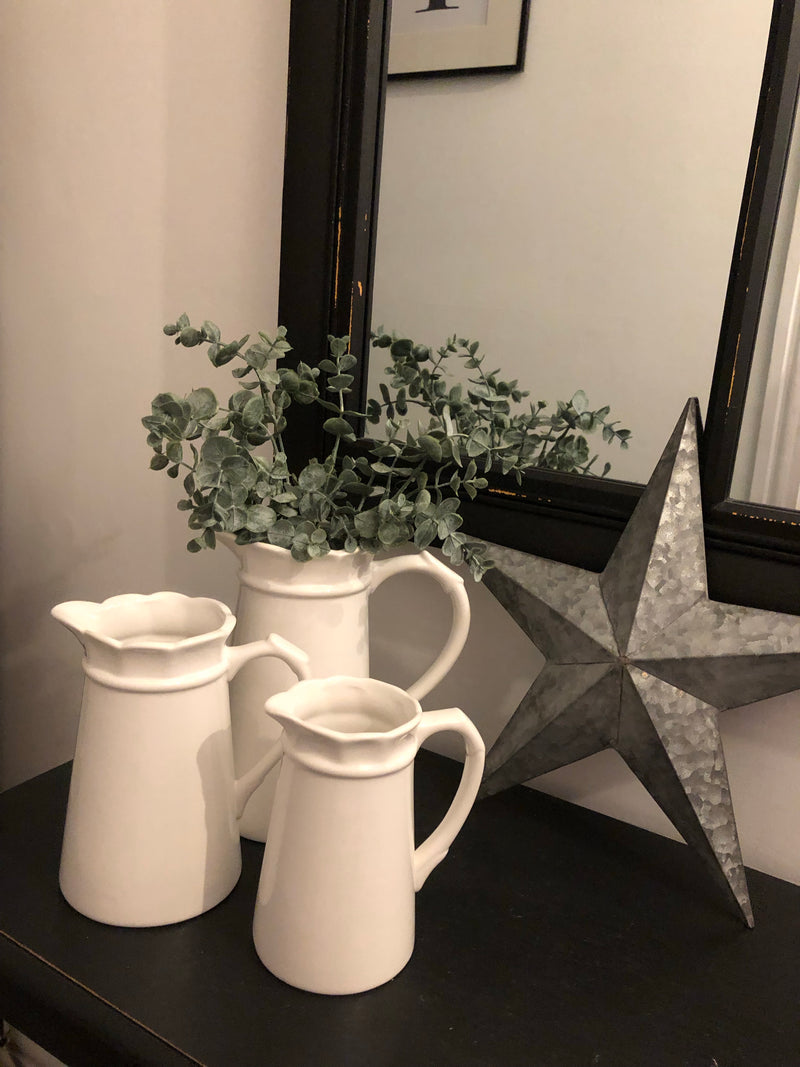 White Porcelain ceramic Jug scallop top 3 sizes