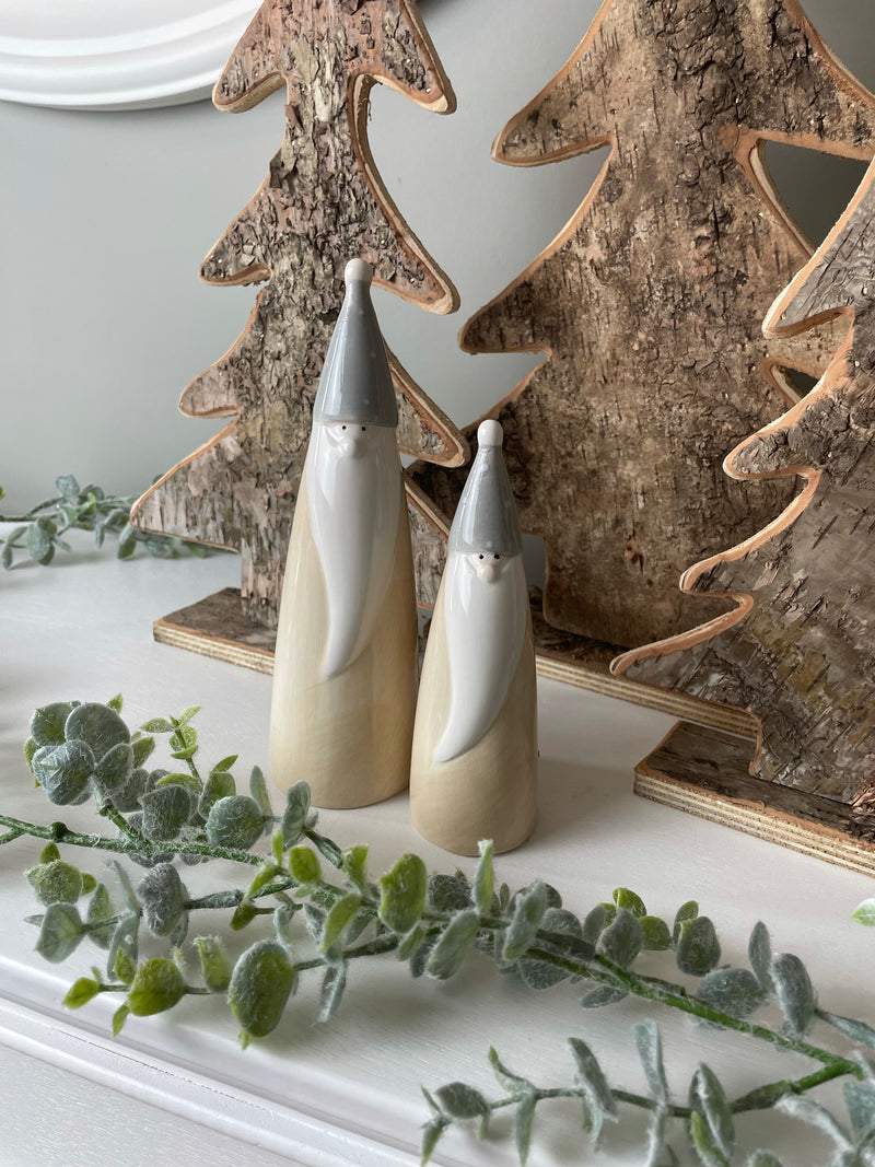 Medium tall Santa Gonk in beige and grey