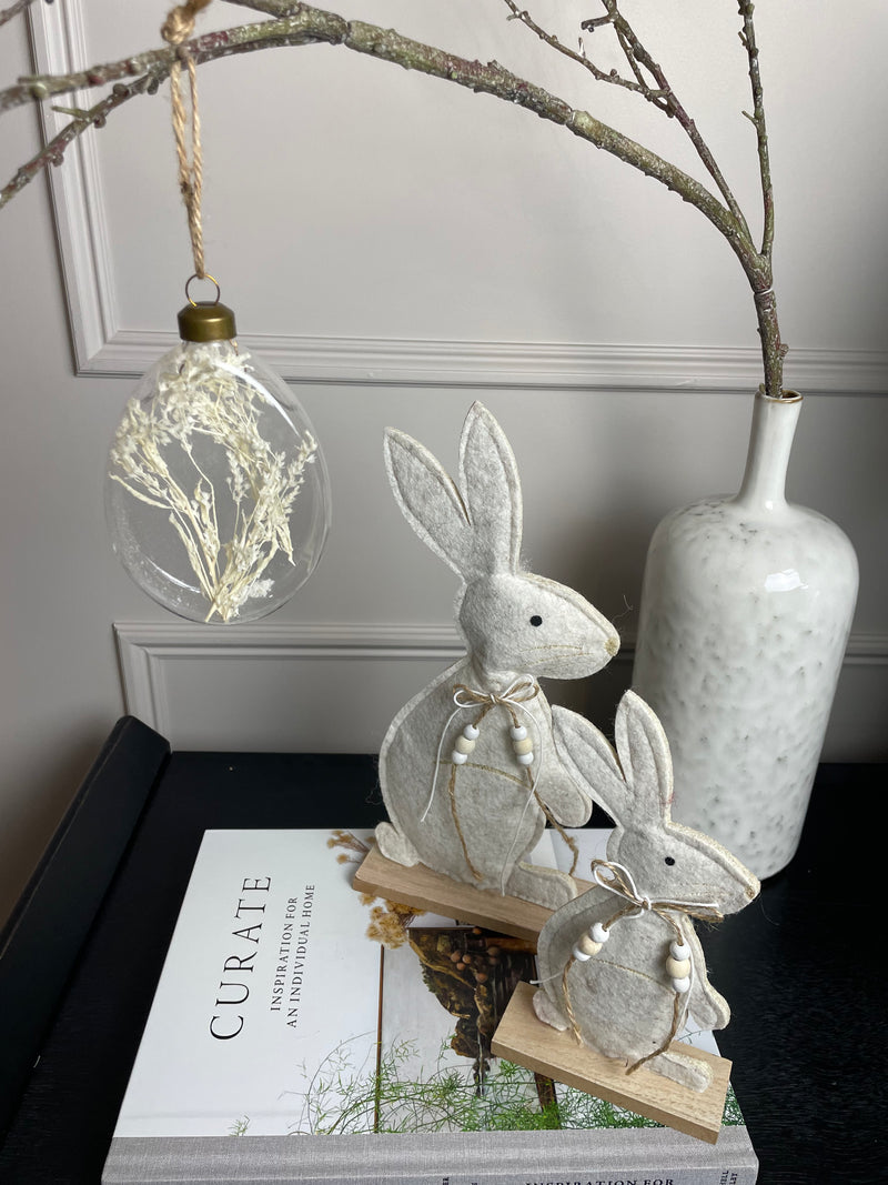 Easter Glass Egg hanging bauble with dried flowers