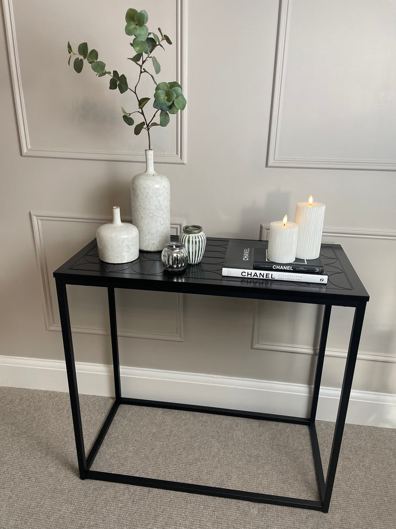 Black Metal Embossed Console Table