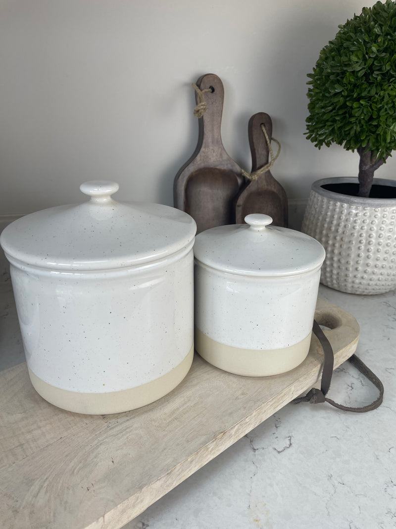 Two Tone Large Ceramic Canister