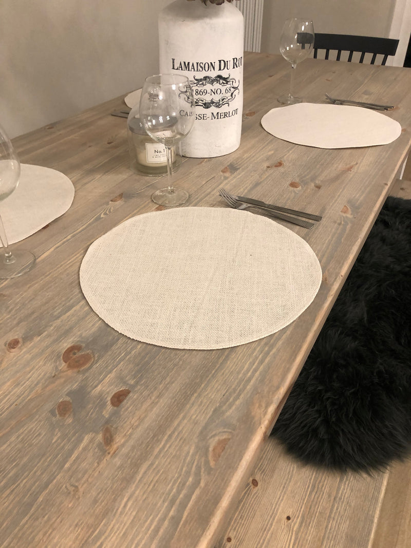 Set of 4 Off White Round Jute placemats