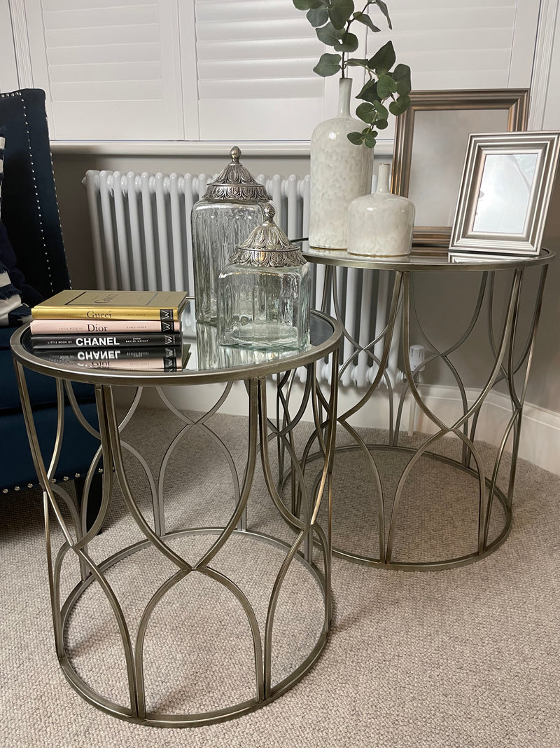 Large Silver Lattice round side Table