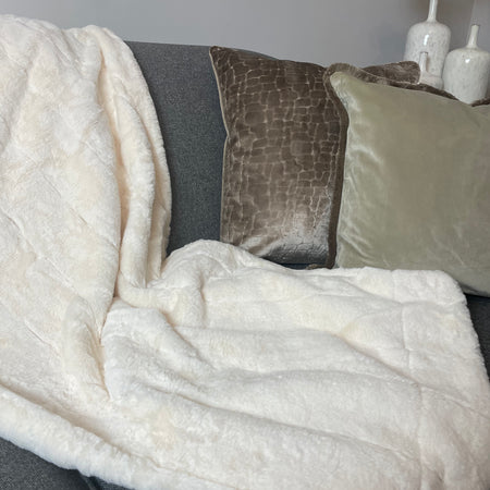 Neutral off white empress fur throw