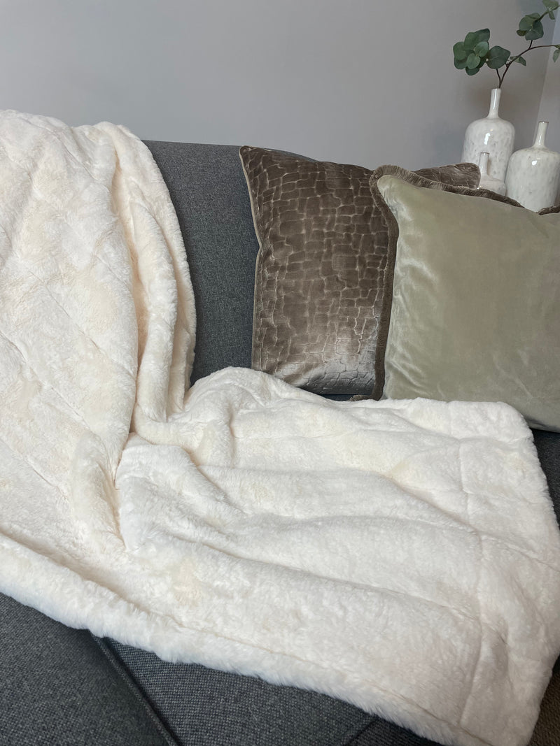 Neutral off white empress fur throw