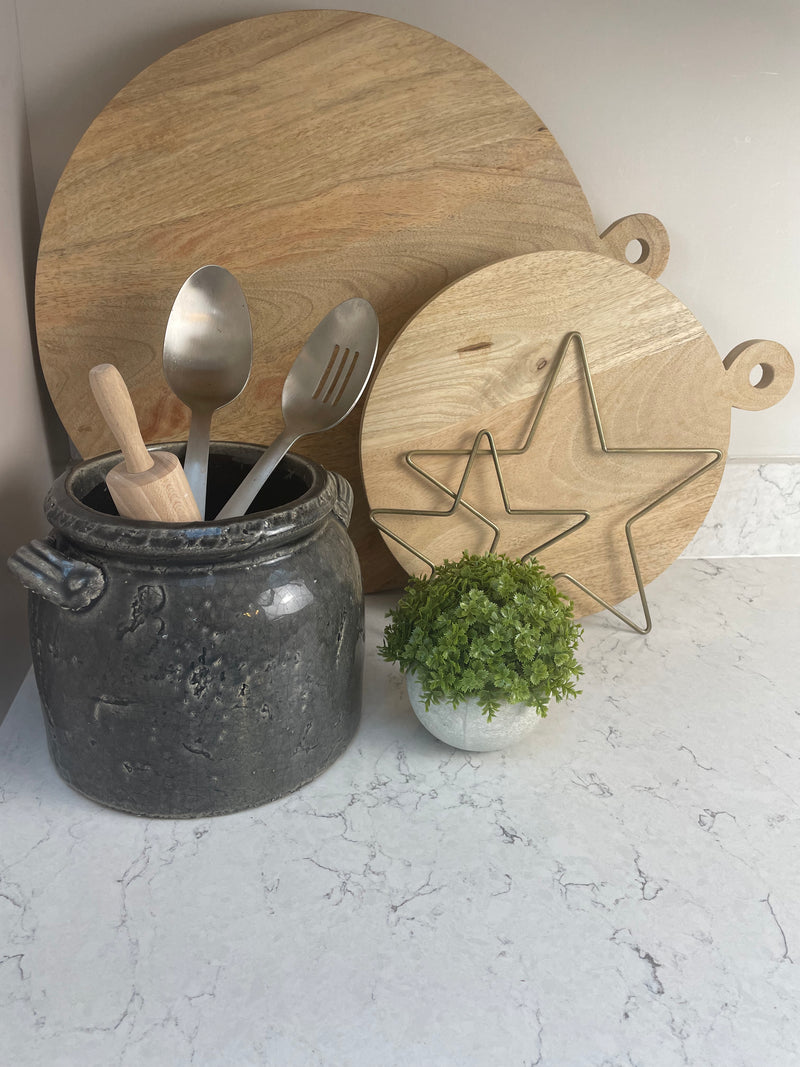 Ravello Large Charcoal Chunky Crackle Pot With Handles