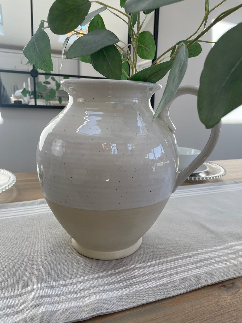 Large Two Tone Ceramic Pitcher Vase
