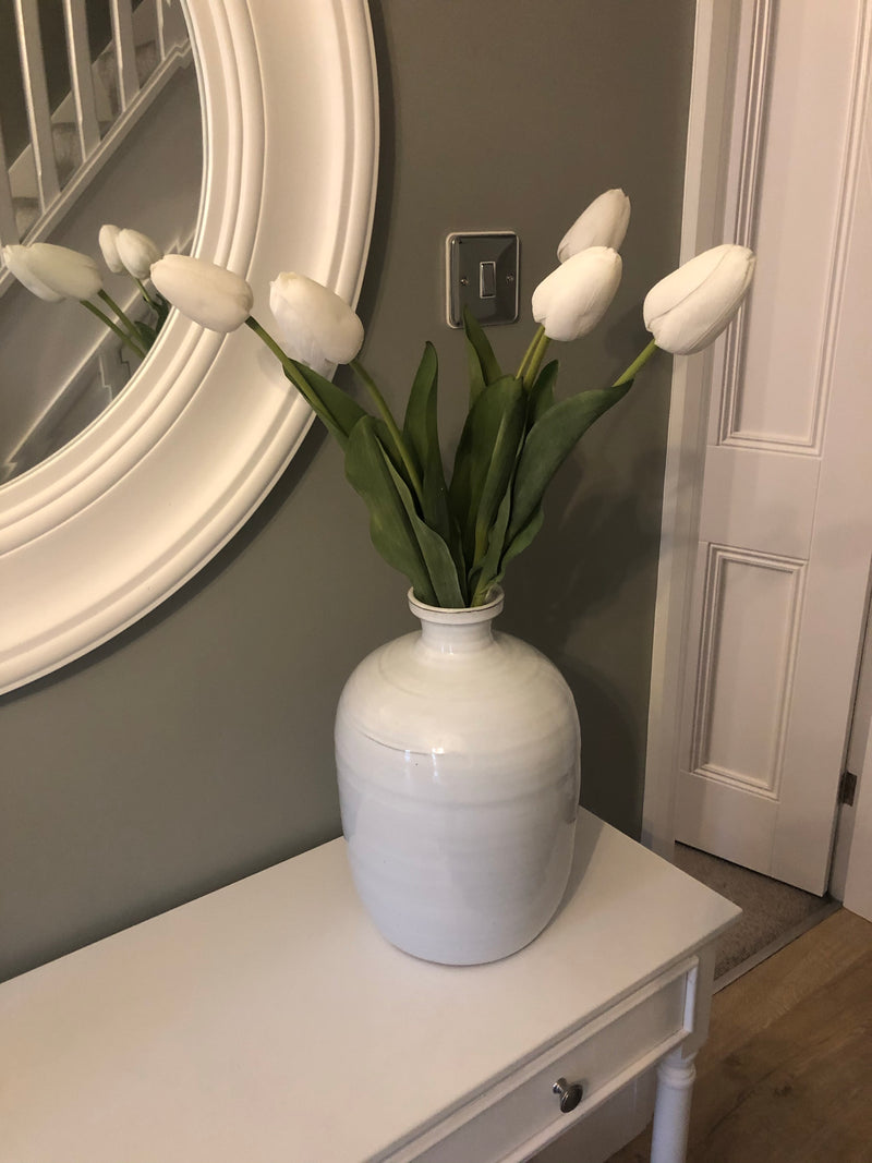 White tulip bud stem real look single stem spray