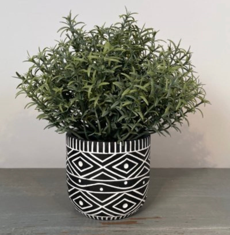 Medium Black and white Aztec plant pot
